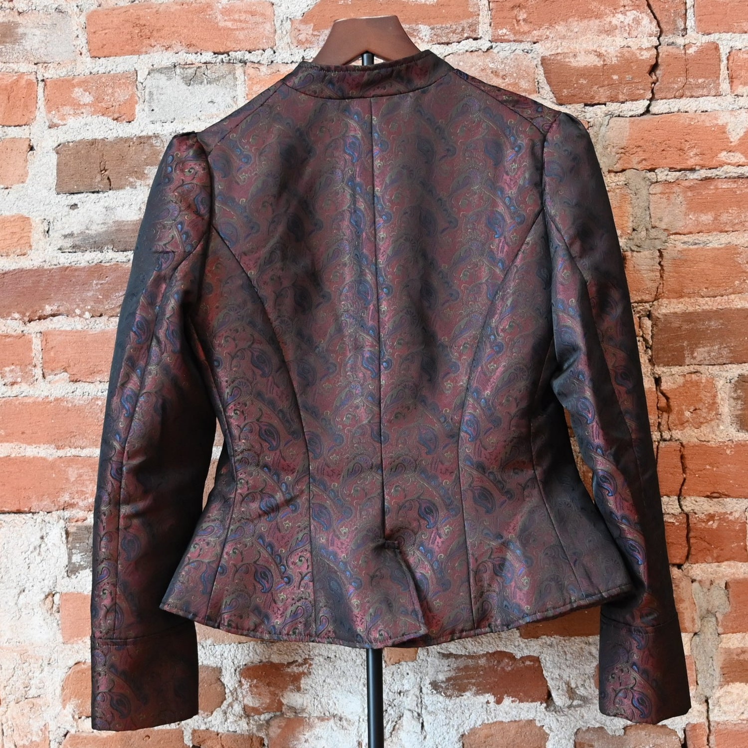 Frontier Ladies Victoriana Jacket Red Blue Green Brocade Front View