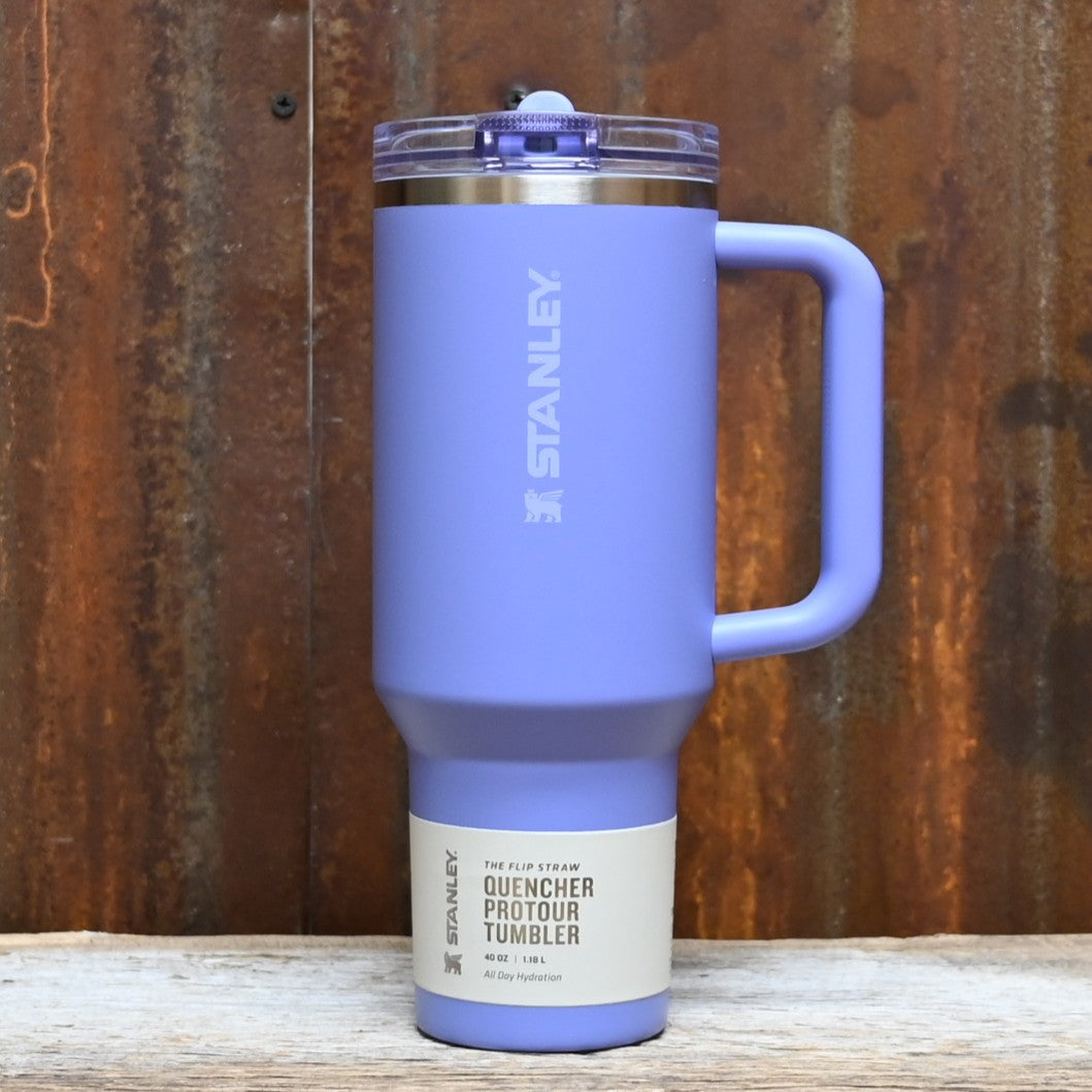 Stanley 40 oz Quencher ProTour Flip Straw Tumbler in Hydrangea with grip handle