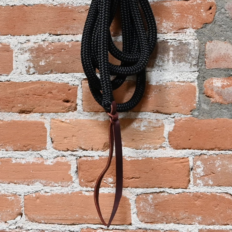 Carson James Clinics 22′ double braided mecate rope reins with leather popper
