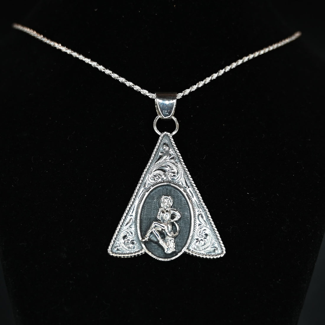 Vogt Silversmiths Mabel pendant sterling silver portrait with scroll detailing