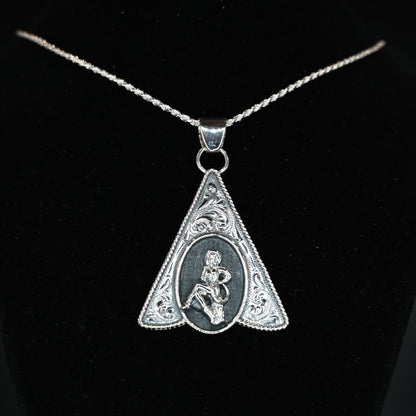 Vogt Silversmiths Mabel pendant sterling silver portrait with scroll detailing