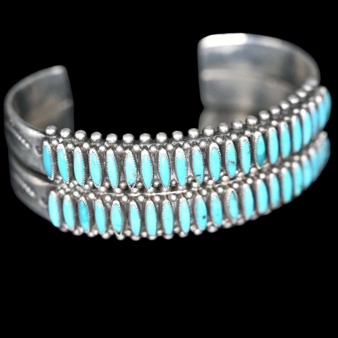 Vintage Turquoise Needlepoint Cuff view of cuff