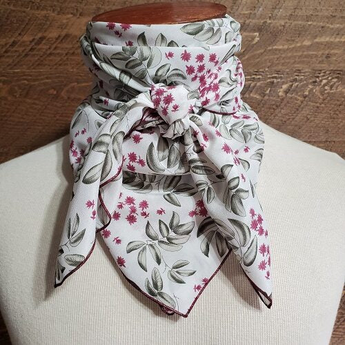 Cowboy Images crepe de chine eucalyptus leaves wild rag 36x36