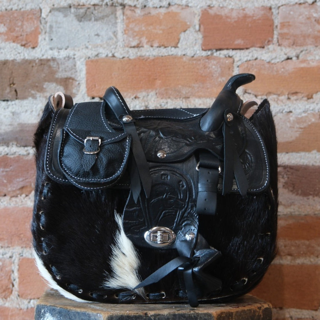 SouthBay Saddle Purse - Black Hair-on