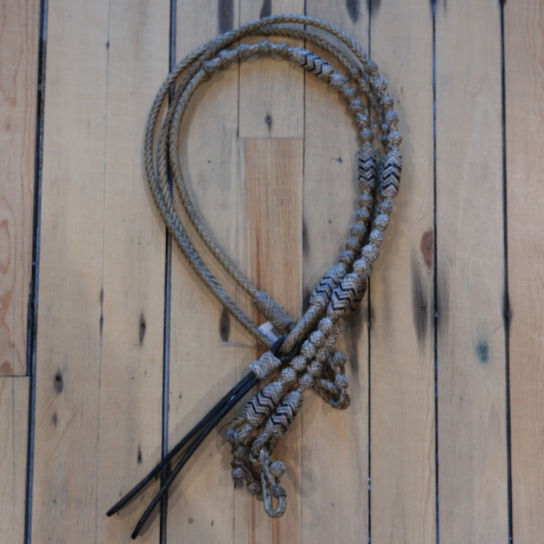 Traditional Rawhide 110" 60 Button Romel Reins - Natural