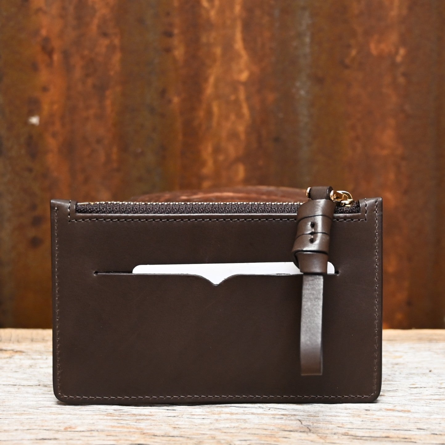 R.M. Williams City Zip Coin Purse in chestnut leather with zip closure