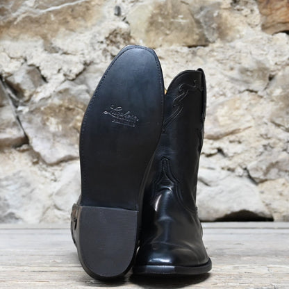 Lucchese Men’s 10-inch Florence Buffalo calf leather boot with black collar and scalloped shaft