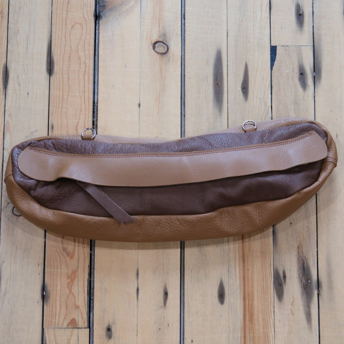 K Bar J Leather Cantle Bag in Taupe and Milk Chocolate