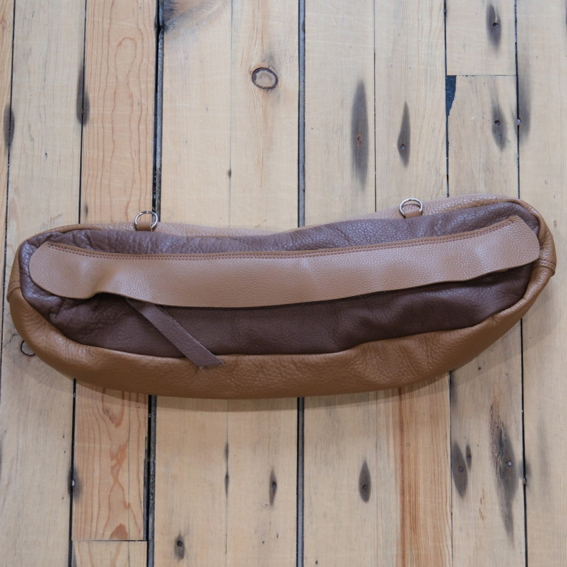K Bar J Leather Cantle Bag in Taupe and Milk Chocolate