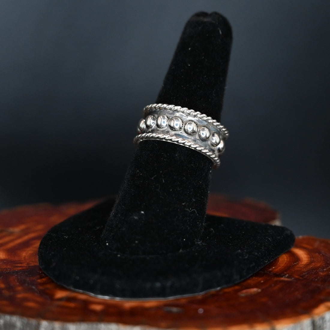 Vogt Blair Mini Ring — sterling silver ring with bead-edge and rope-edge detailing