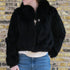 Morris Kaye black rabbit fur jacket with fox trim