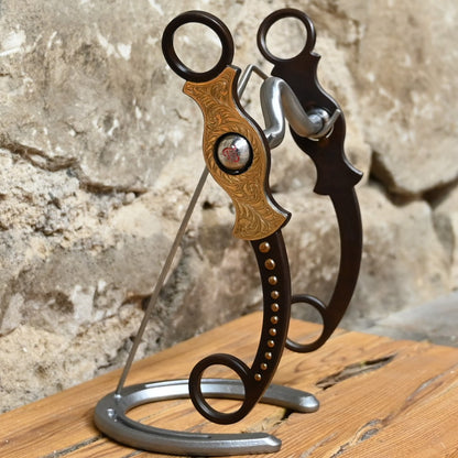 Tom Balding Tahoe Medium Port bit with stainless shanks and sweet iron port mouthpiece.