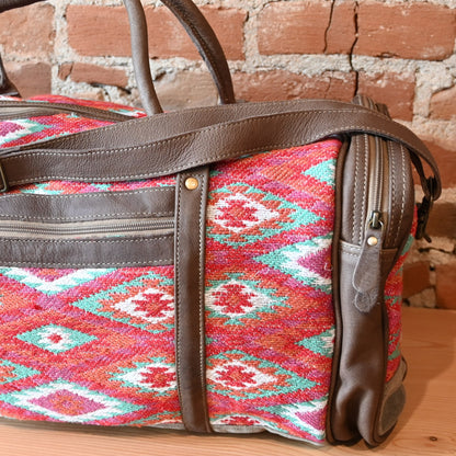 Myra High Trails Western duffle bag in woven canvas and leather