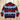 View of Pendleton men’s Nehalem lambswool ¼‑zip sweater in navy and red with geometric pattern