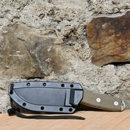 2018 Esee 3, Plain Edge, Desert Tan Blade, Od Sheath view of sheath