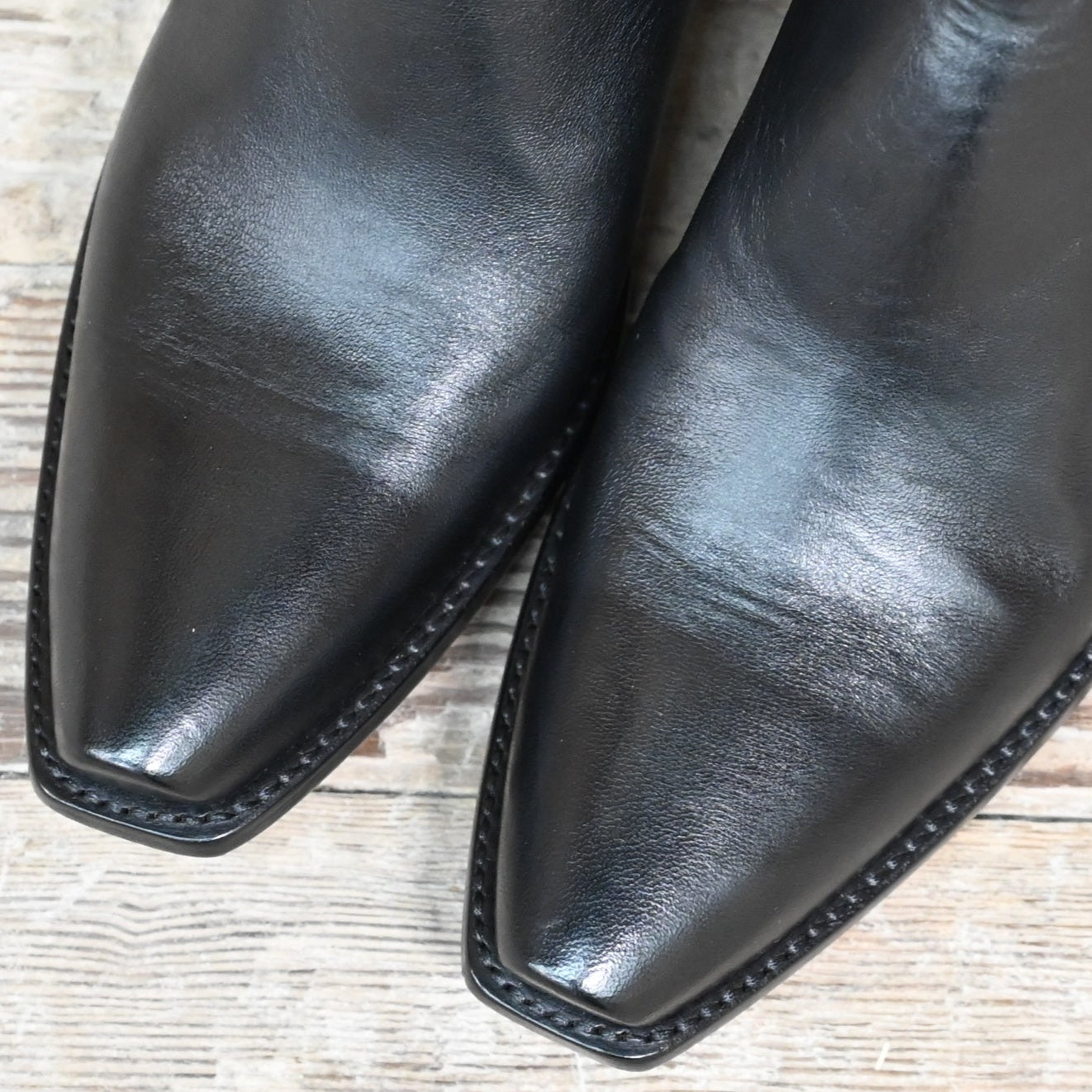 View of Stallion Men’s Zorro zip boot in black calf with round toe