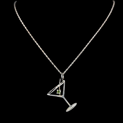 Vogt Silversmiths Stockyard Saloon sterling silver pendant featuring martini glass and peridot stone