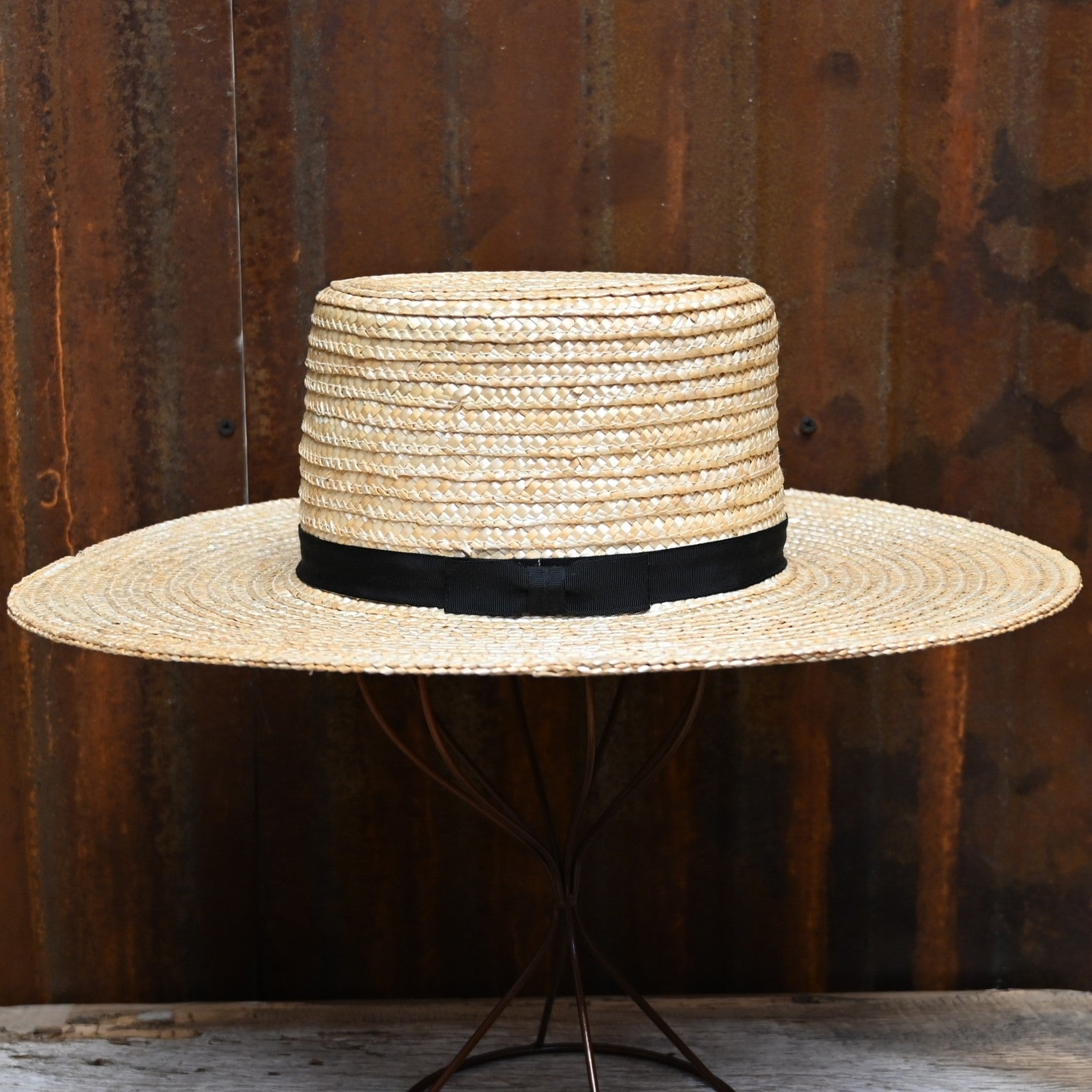 アーミッシュハットFlying Cloud Hat ブラックハット レショップ Flying Cloud Hats Amish Straw with 4.5