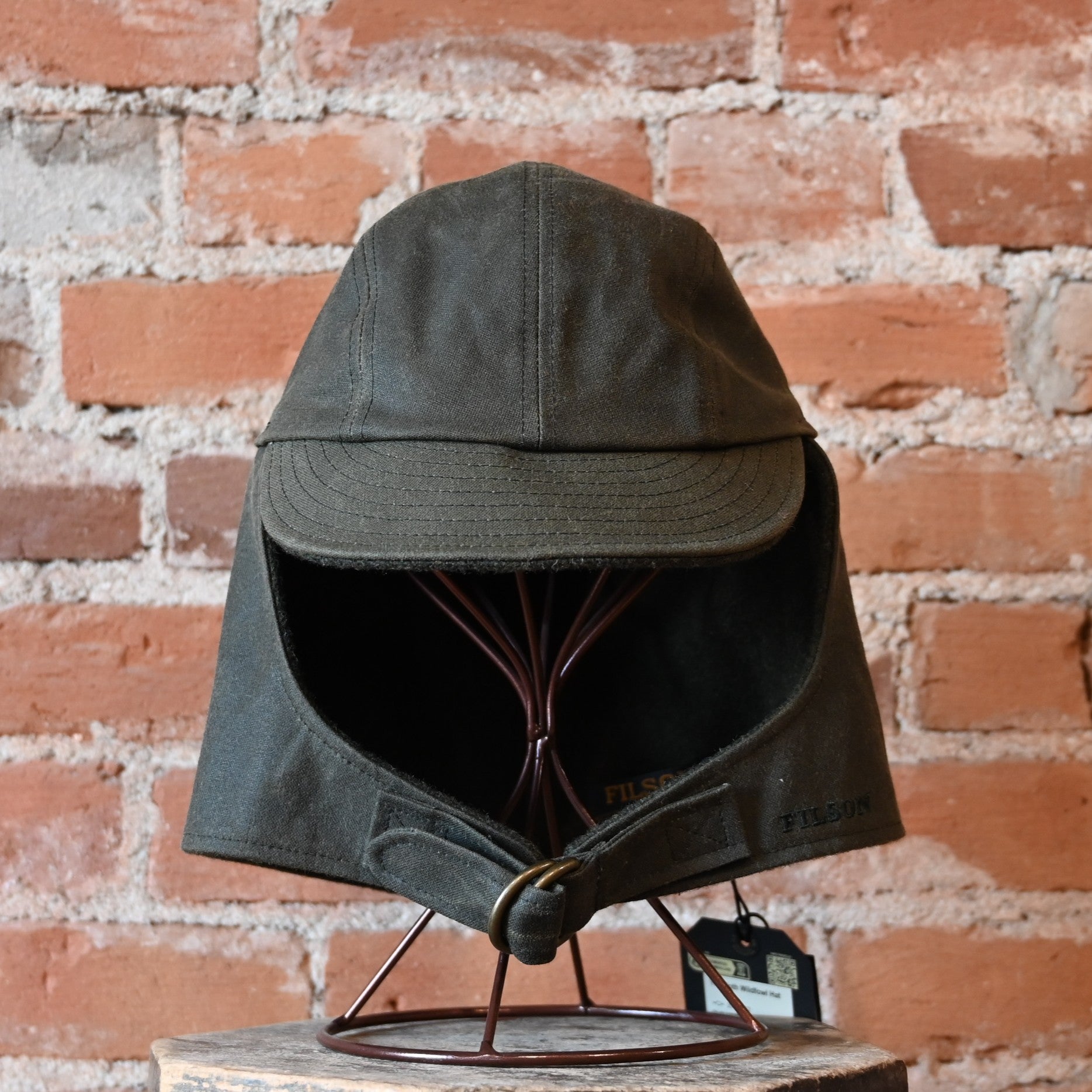 Filson Tin Cloth Wildfowl Hat Otter Green oil-finish waxed canvas wool lining