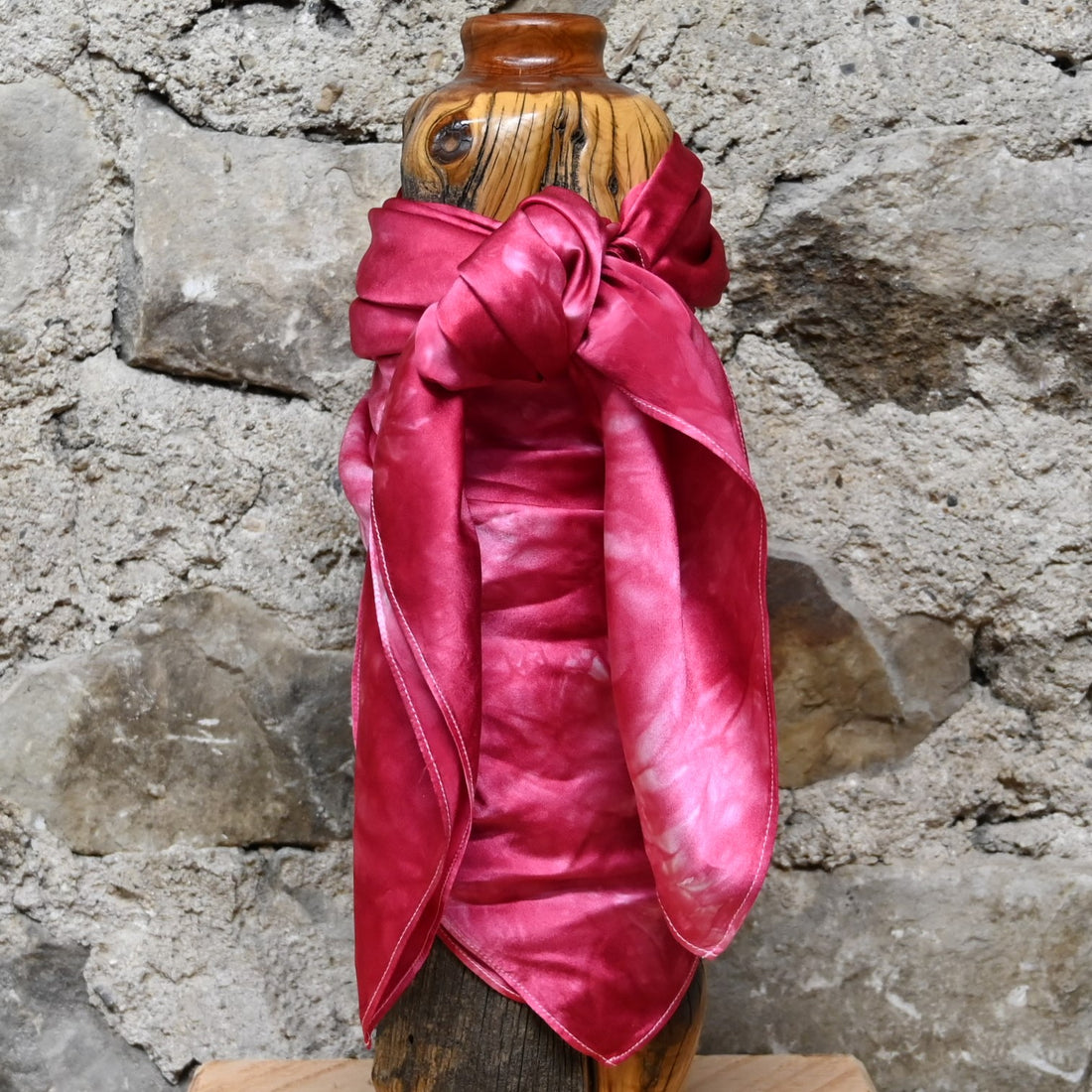 Amber Waves Charmeuse Wild Rag 44&quot; in Candy Apple view of wild rag