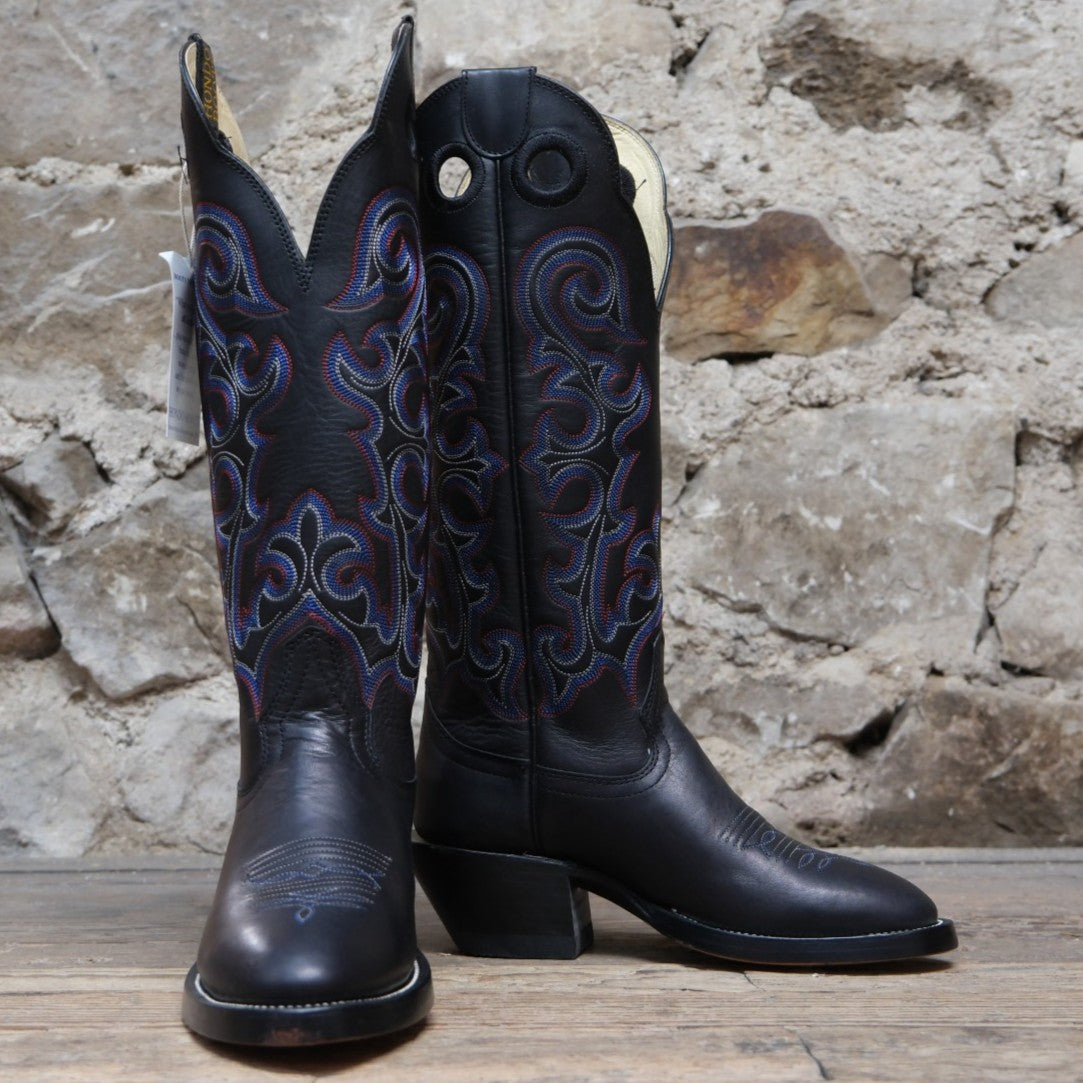 Hondo 16" Cowboy Boot - Black or Brown Retan with Flourished Stitching