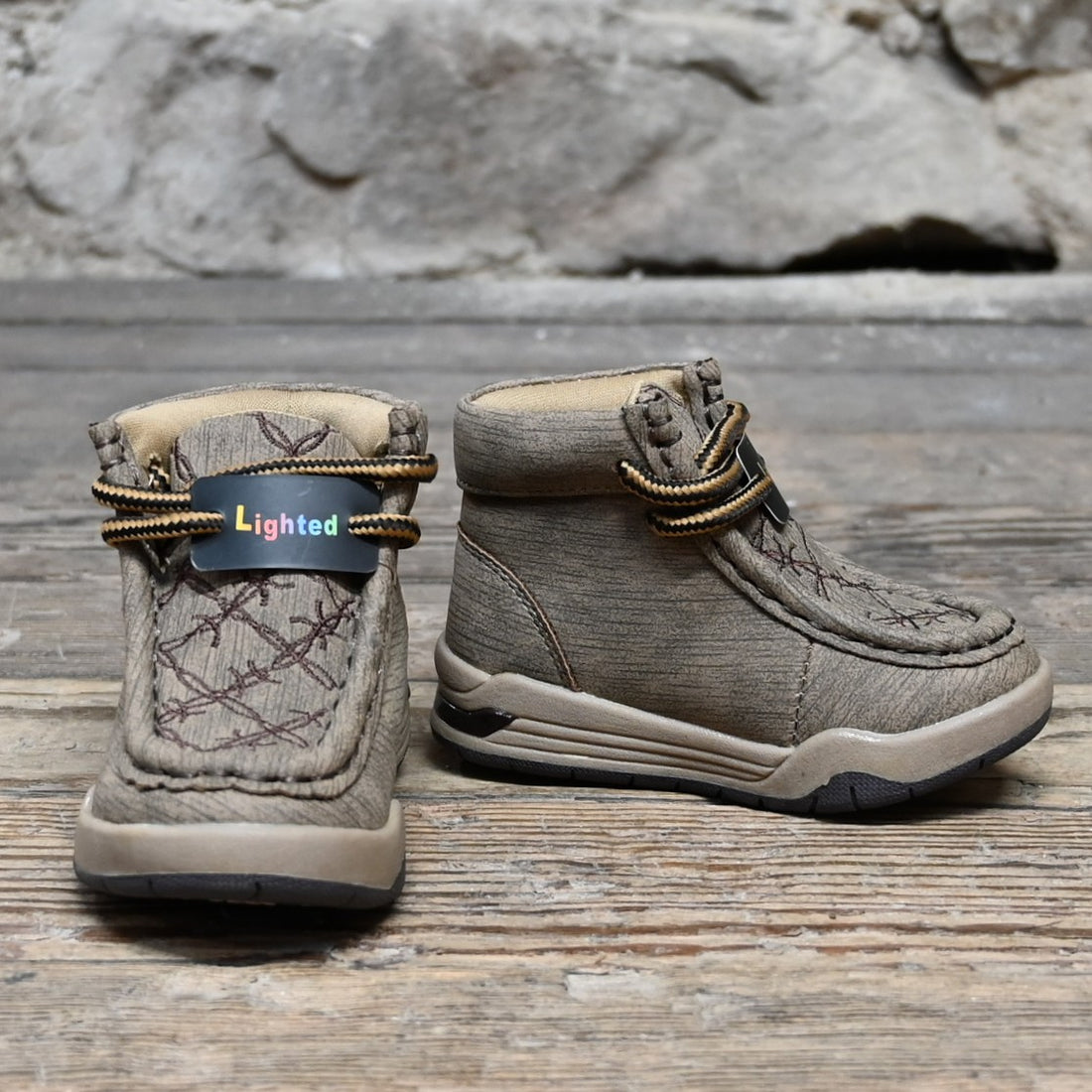 Twister Jackson toddler TN shoes in light grey with barbed wire design and light-up sole