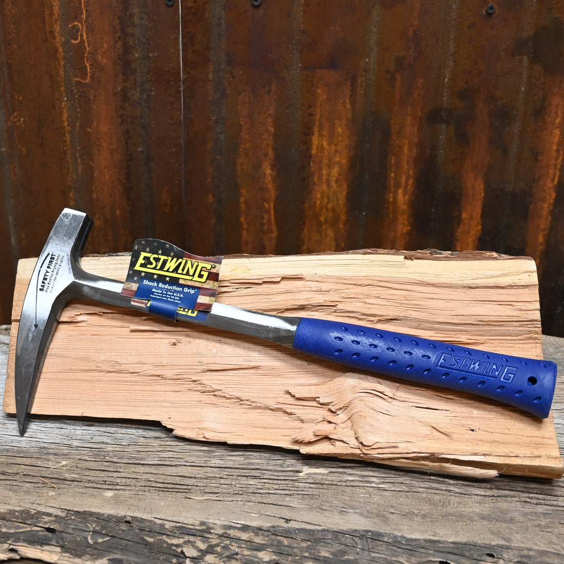 Estwing long handle rock pick with pointed tip forged steel and shock reduction grip
