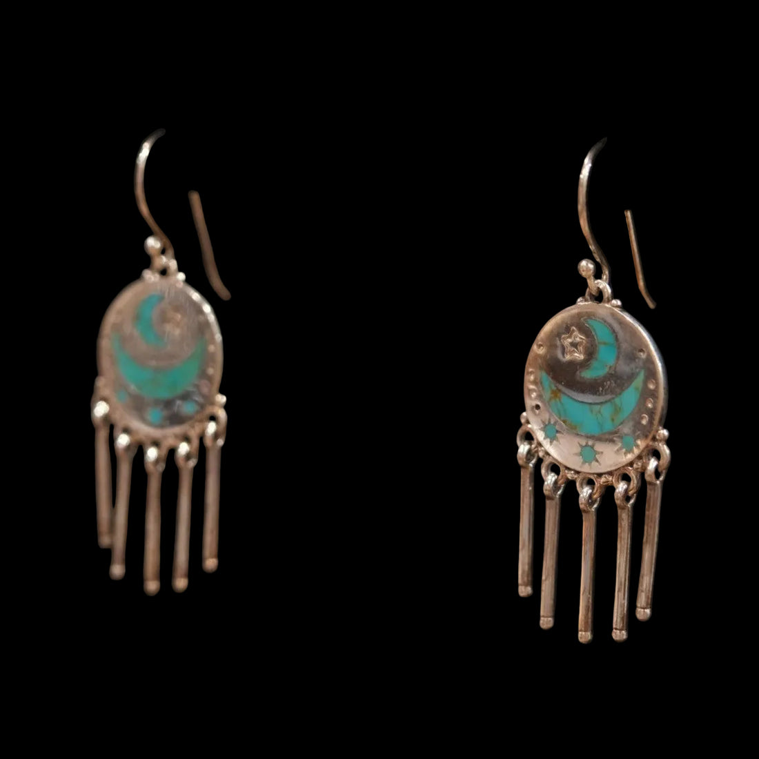 Peyote Bird Astra Dangle Earrings - Turquoise Moon and Star Jewelry