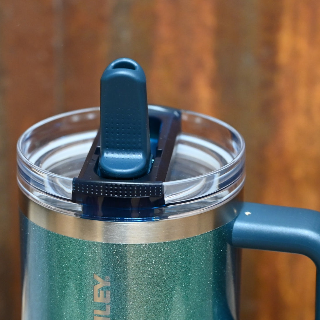 Stanley Quencher ProTour Flip Straw Tumbler 20 oz in Ponderosa Shimmer with flip straw lid and comfort-grip handle