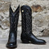 View of Hondo 14" black cowboy boot with bullhide vamp, cowhide top, and medium round toe