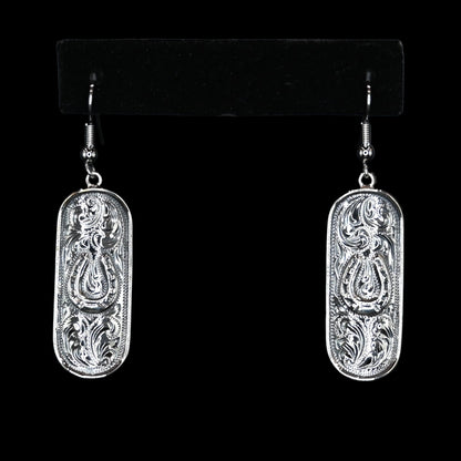 Vogt Silversmiths Silver Fortune sterling silver dangle earrings with horseshoe and engraving