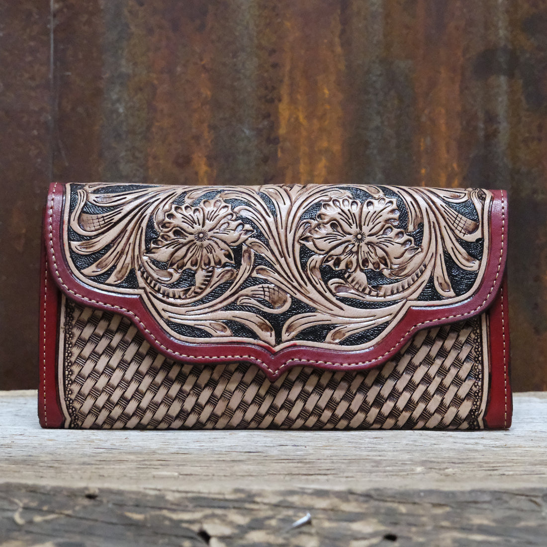 Myra canvas Wirof wallet with leather trim and zipper closure