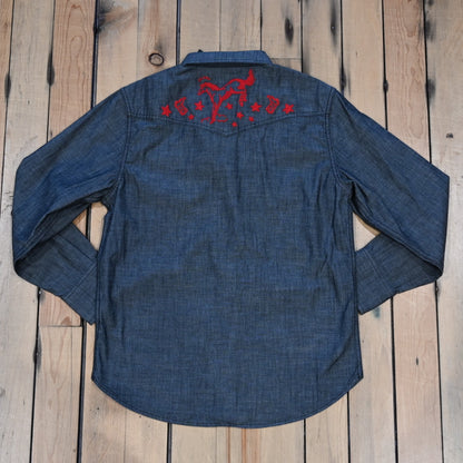 Filson Ladies Embroidered Western Shirt Black Chambray