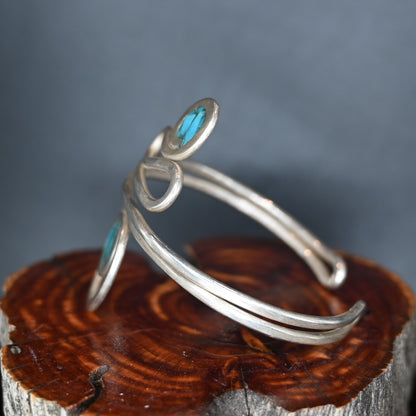 Jeanie Chadwick Jewelry Sterling Silver Gem Cuff Bracelet with assorted natural gemstones, handmade artisan design