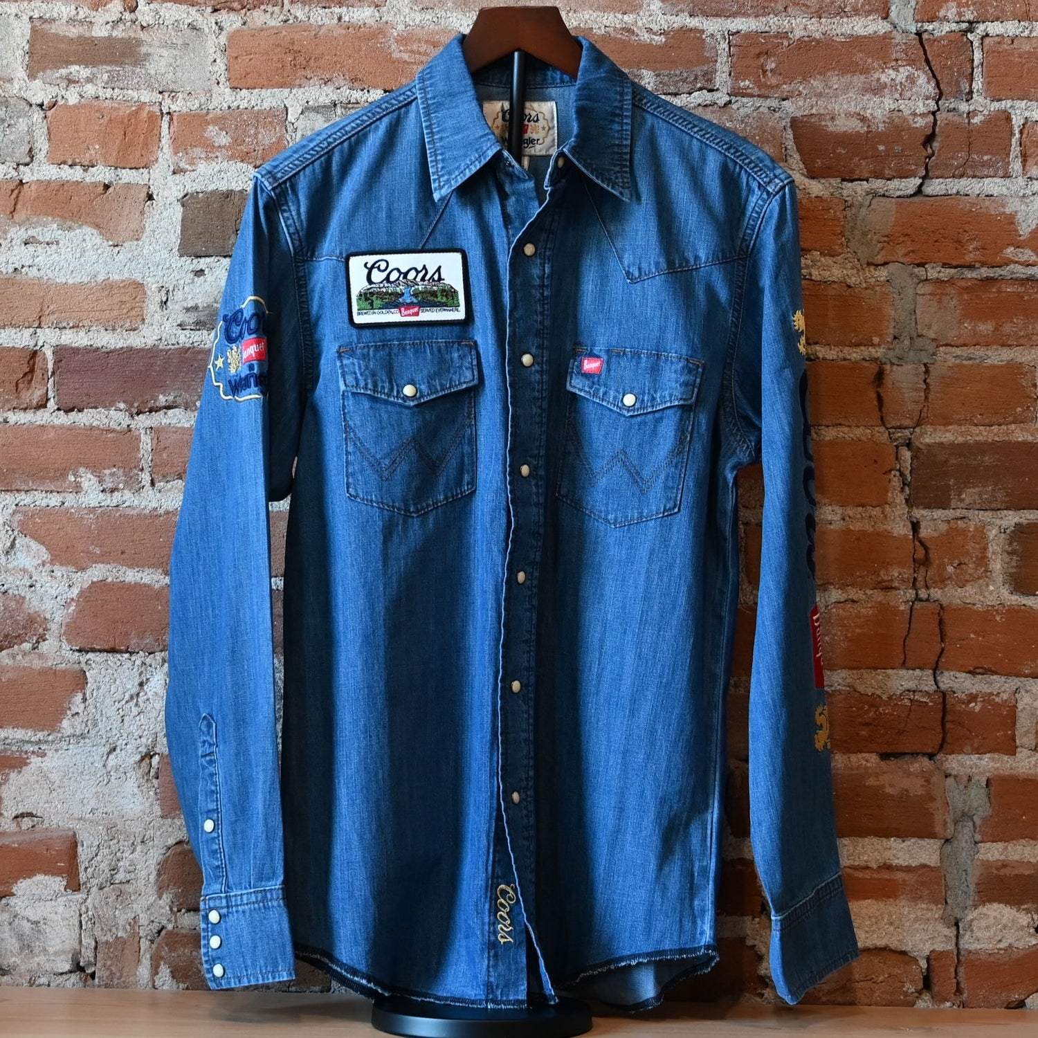 Wrangler × Coors Golden Blue denim shirt with western yoke and snap details