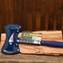 Estwing Black Eagle Double Bit Axe with blue handle and forged steel head