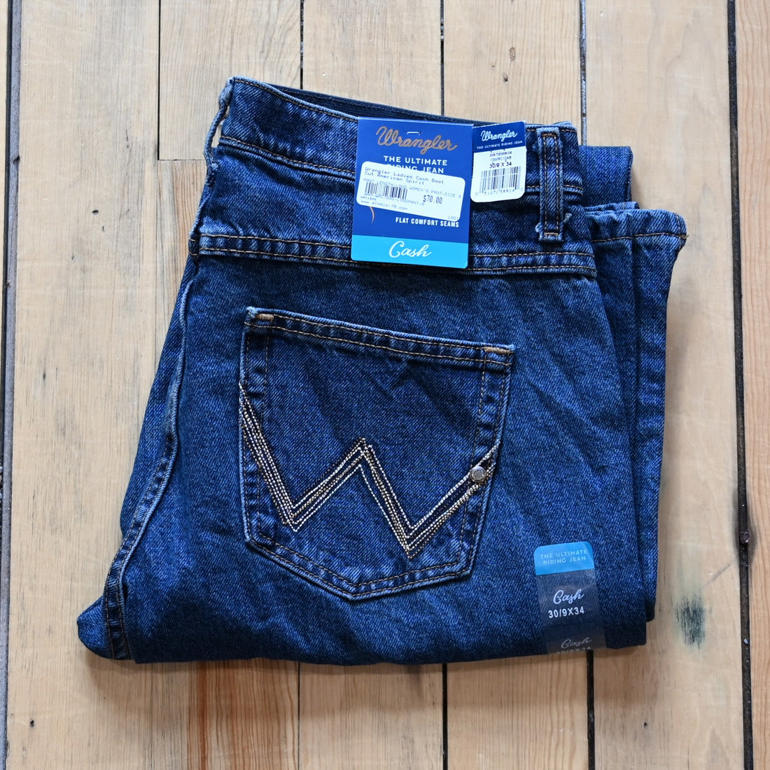 View of Wrangler Ultimate Riding Jean – Cash Fit in American Spirit wash with boot cut leg