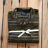 View of Pendleton men’s olive ombre stripe cotton flannel pajama set with top and pants
