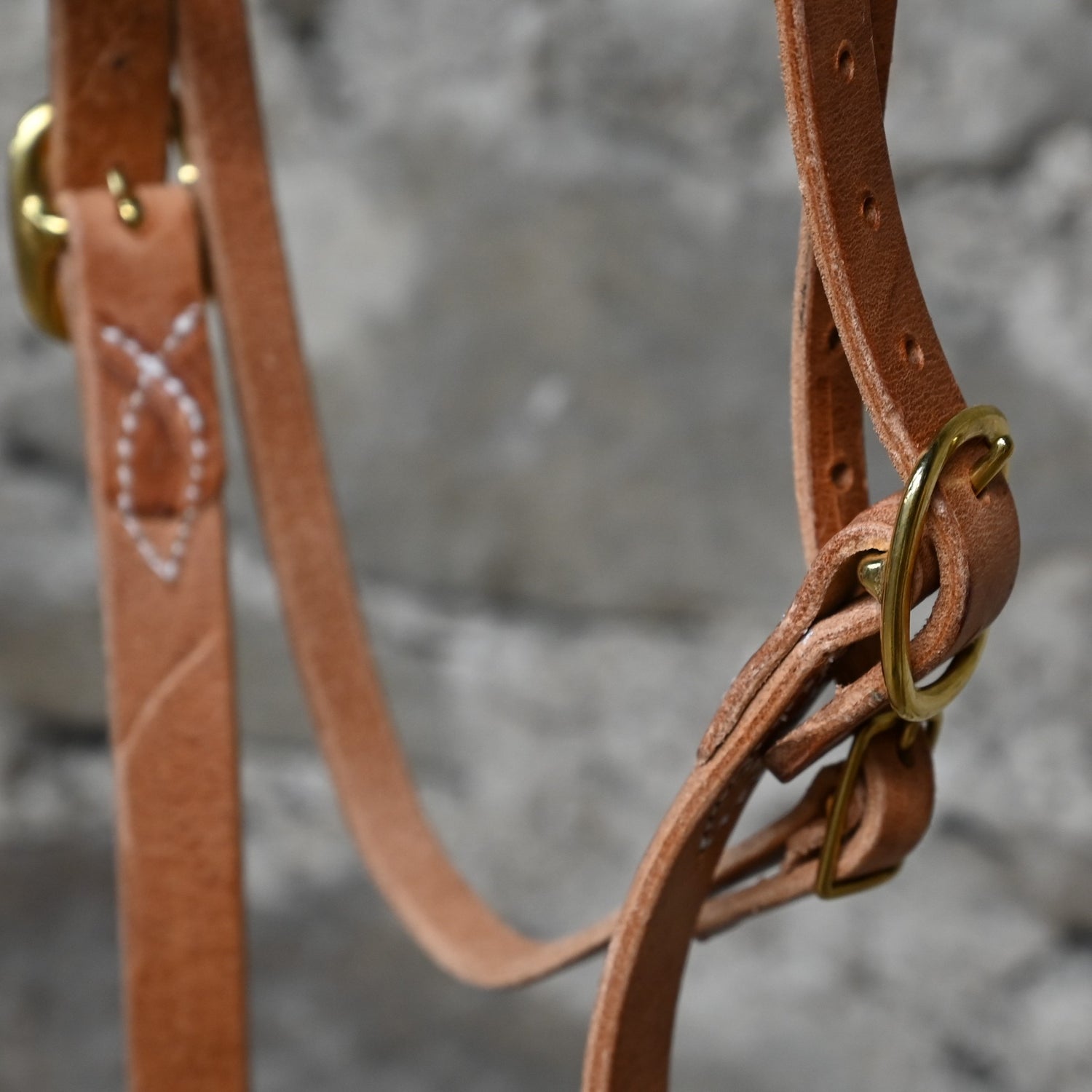 1&quot; Draft Horse Harness Leather Headstall view of close up