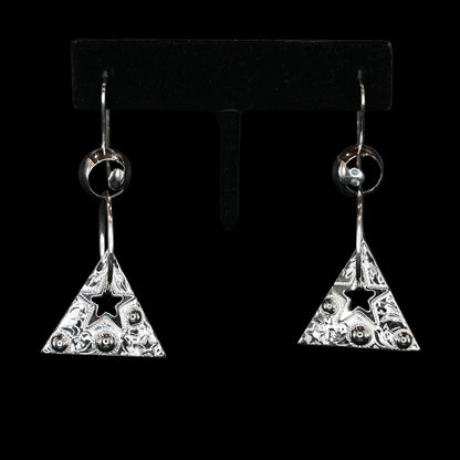 Vogt Silversmiths Silver Cosmic Clementine sterling silver dangle earrings with moon and star design