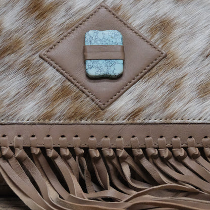 Myra Carrington Club leather bag with hair-on hide accents and spacious interior