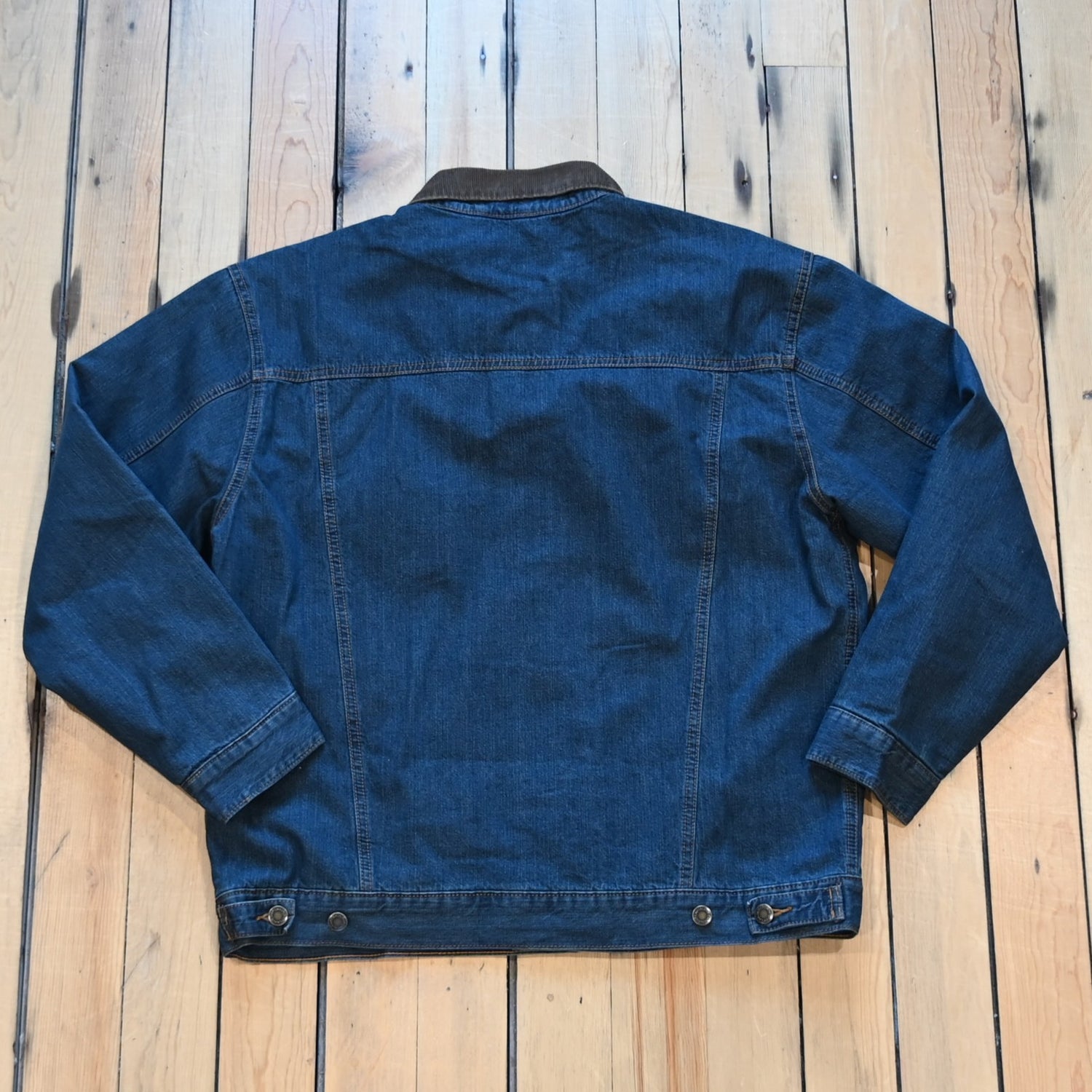 View of Wrangler Traditional Lined Denim Jacket in Rustic featuring blanket lining and Western styling