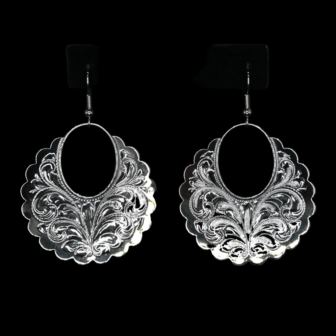 Vogt Clara Scallop Bloom sterling silver drop earrings with scalloped engraving