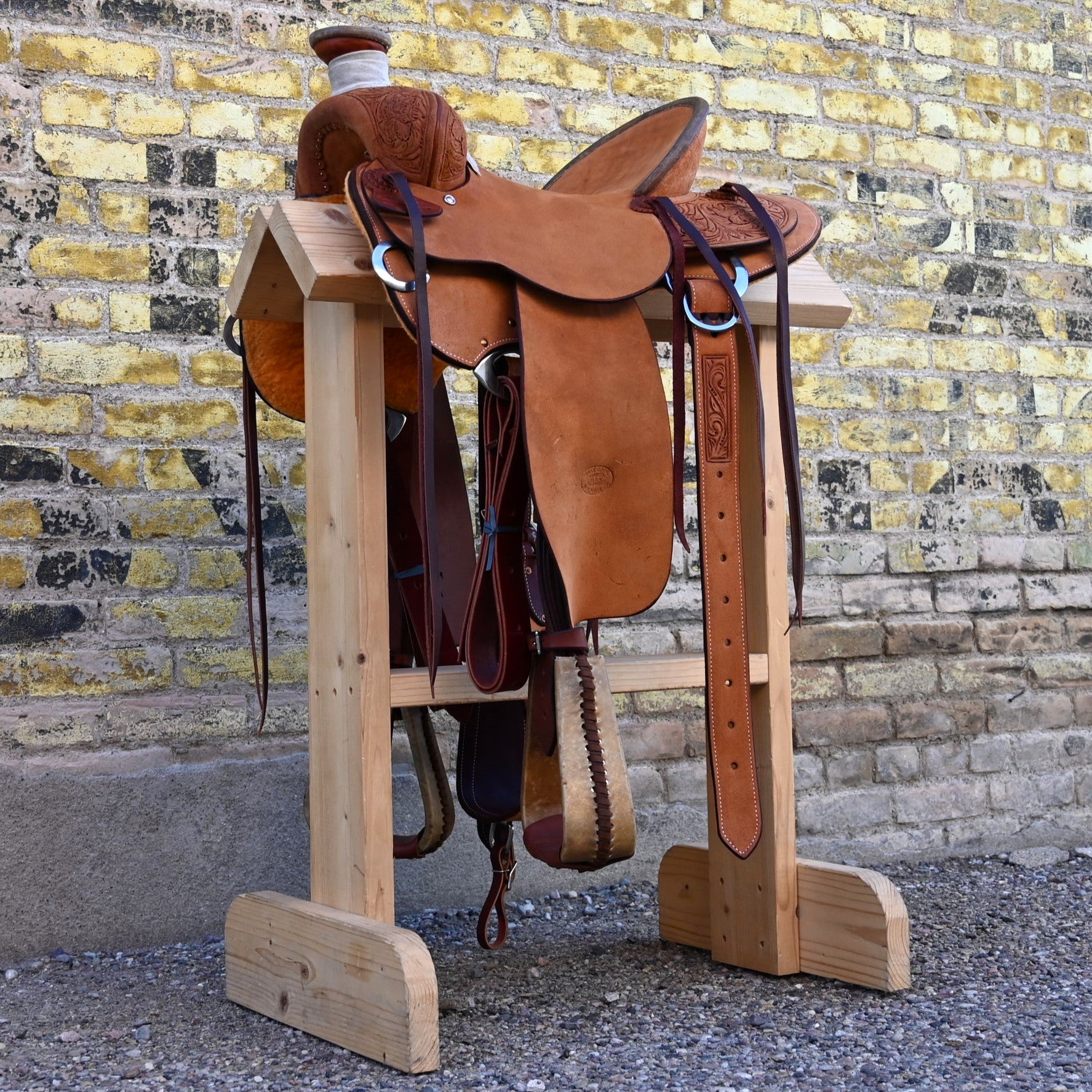 View of Billy Cook 15&quot; Arbuckle Rancher Saddle with WSO and inverted floral tooling