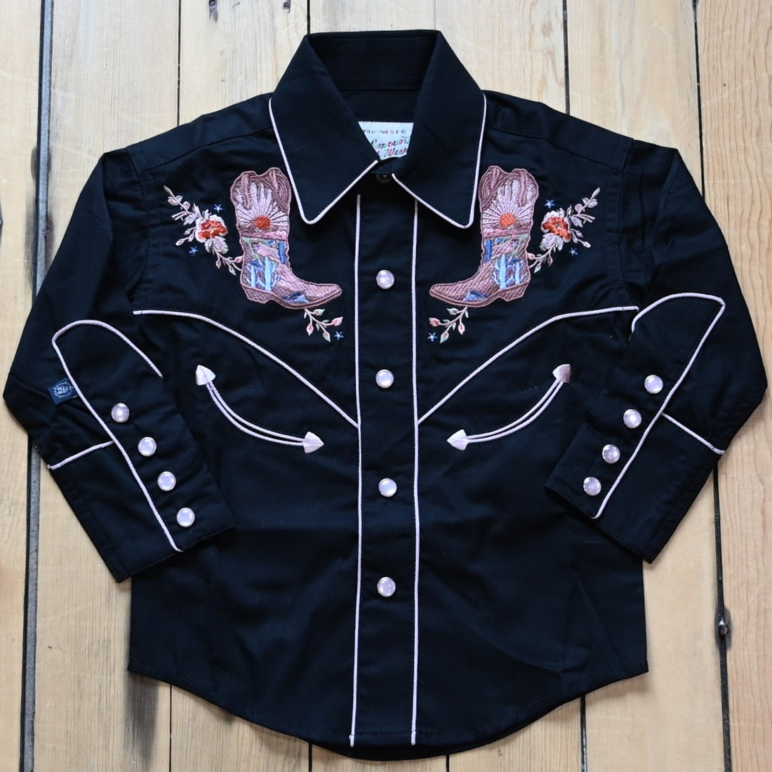 Rockmount kids black embroidered vintage boots Western shirt