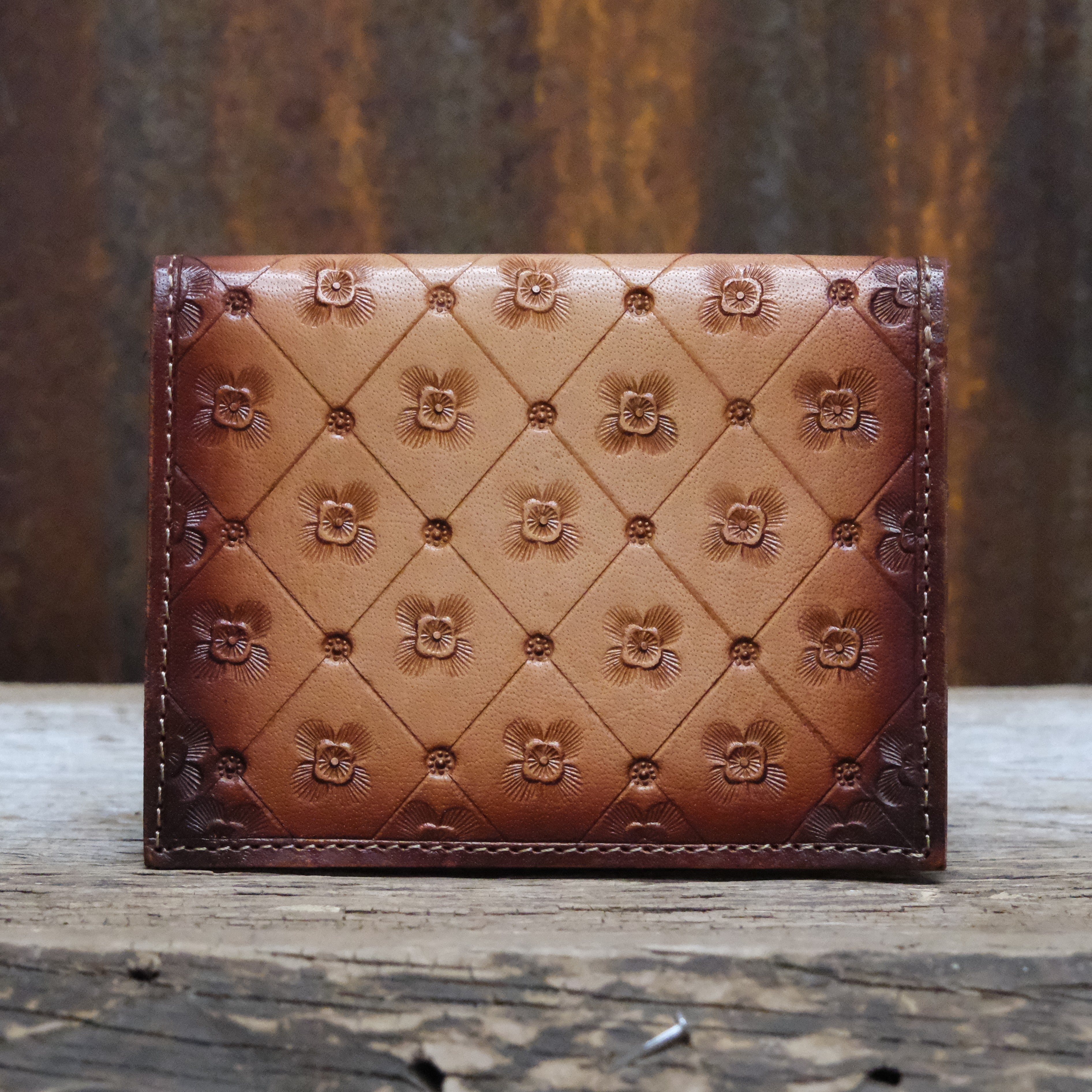 Myra jungle print canvas tiny wallet with leather trim