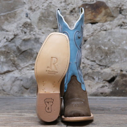 R. Watson 13" Ladies Chocolate Heavy Roughout - Sky Blue Goat