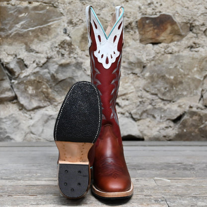 Nutted Calf Ladies 16&quot; Buckaroo Boot with Burgundy Top and Windy Seahorse Vamp view of bottom