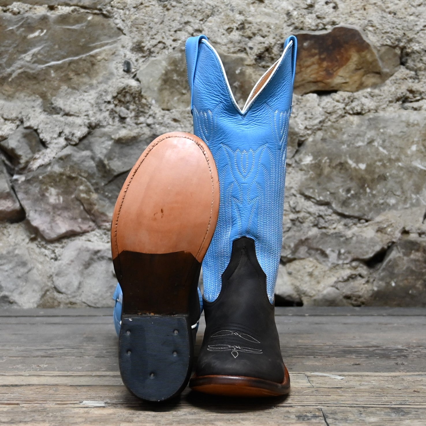 Rios of Mercedes ladies 14″ boot with Sea Salt deercow top and chocolate vamp