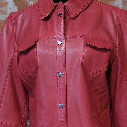 Scully Leather Red Lamb Shirt Style Jacket
